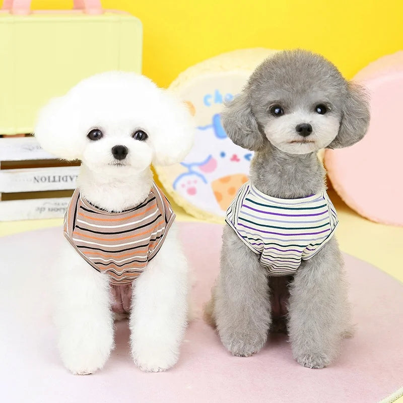 GorisPet 100% Cotton Soft Fabric Smiling Face Dog Printed Rainbow Striped Summer Vest Classic Pet Tank XXL XL Sizes Spring