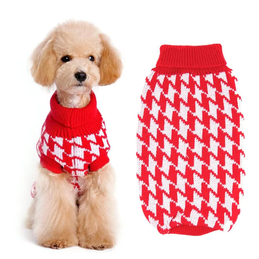 Fashionable Classic Elastic Durable Free Knitting Dog Sweater Houndstooth Acrylic XXL Winter Autumn XS XL Sizes Hand Pet Clothes