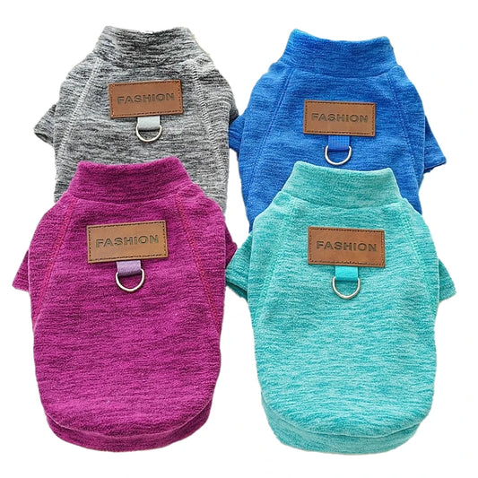 Fashionable Modern Solid Pattern Polyester Pet T-Shirts with Metal D-Ring Multiple Colors for Cats XS to 5XL Outdoor Wear