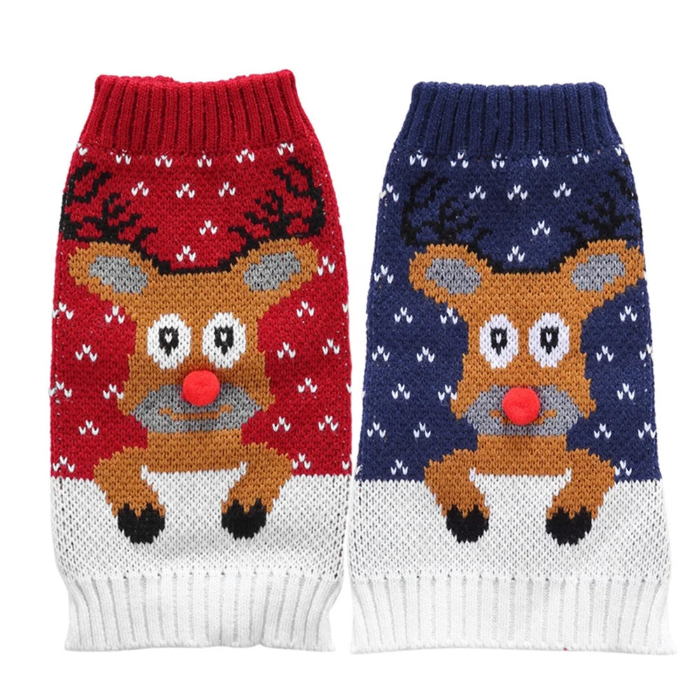 Luxury Winter Sweater for Dogs Cute 3D Reindeer Printed Fall Season Acrylic and Fleece Pet Clothes