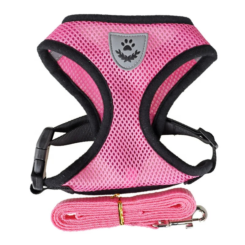 Factory Cheap Breathable Mesh Cloth Dog Lift Leash Harness Set Solid Pure Color Reflective Feature Fur Pet Vest Harnesses