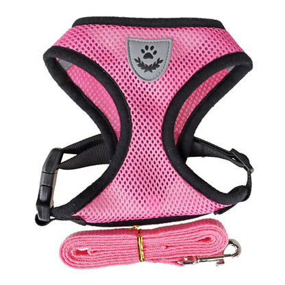 Factory Cheap Breathable Mesh Cloth Dog Lift Leash Harness Set Solid Pure Color Reflective Feature Fur Pet Vest Harnesses