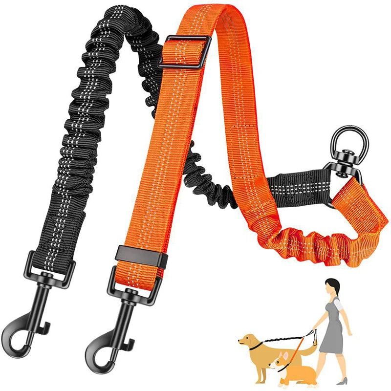 Hot Selling Double-Headed Automatic Retractable Nylon Reflective Fashion Sport Modern Pet Traction Leash for 2 Dogs Animal