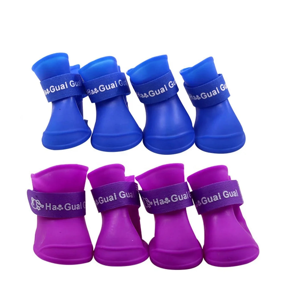 Pet Rain Boots for Dogs Eco-Friendly Cute Waterproof PVC Rubber Elastic Strap Non-Slip Sole Solid for Outdoor Walks 8 Colors All