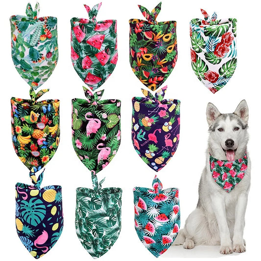 Cool Summer Dog Bandana Hawaii Style Flamingo Fruit Flower Leaves Printing Custom Thick Hat Made Polyester Cotton Winter Spring