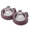 Eco-friendly Small Dog Double Bowls Cute Frog Shape Plastic & Stainless Steel Pet Cat Food Mixing Bowl Water Feeding ODM Supply