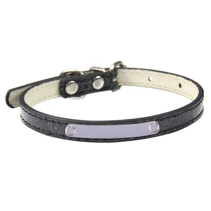 Low MOQ Shining PU Dog Collar with Custom Logo Solid Pattern Cat Neck Collars in XL XXL Sizes Engraved ID Name