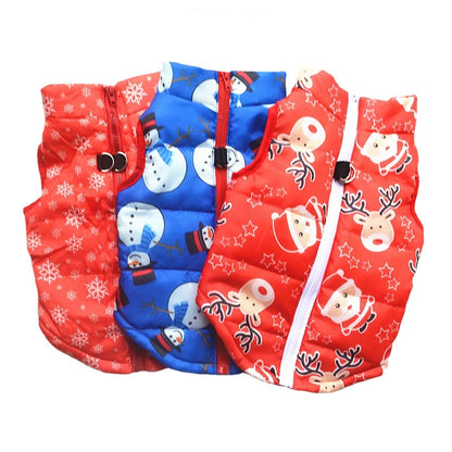 Warm Polyester Padded Leisure Mediterranean Design Dog Harness Vest Pet Winter Coat with Geometric Pattern