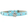 Modern Luxury Cat Collar for Small Dogs Elegant Bling-bling Rhinestone Cute Flower Decoration Solid Pattern Made of PU