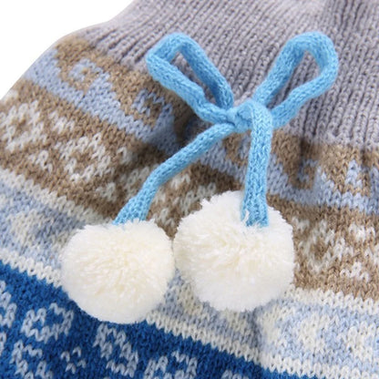 Cute Winter Knitting Patterns Pet Clothes Dog Sweater with Bowknot Christmas Snow for Furry Friends