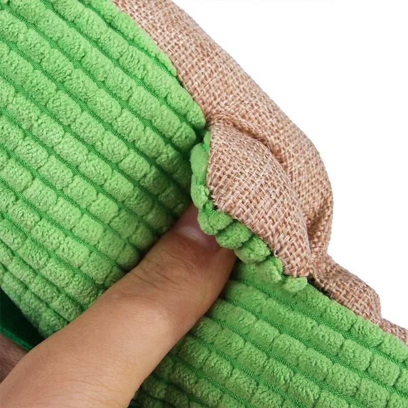 Durable Soft Corduroy Fabric Cute Crocodile Tooth Cleaning Big Dog Plush Toy with Squeak Feature Green All Seasons