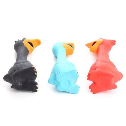 Squeaky Latex Cartoon Chicken Dog Chew Toy-Durable Interactive Sound for Small/Medium/Large Dogs Multi Colors