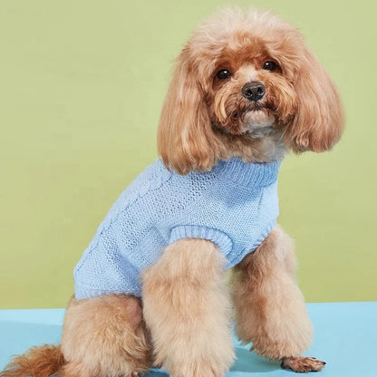 High Quality Autumn Winter Eco-Friendly 100% Cotton Pet Cats Dogs Sweater Fashionable Plaid Twist Knitted Warm Clothing
