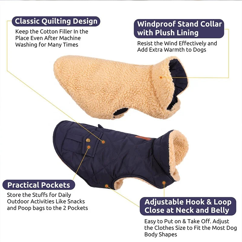 High Quality Popular Luxury Comfortable Dog Cat Waterproof Fleece Polyester Vest Coat Autumn Winter Warm Small/Medium/Large