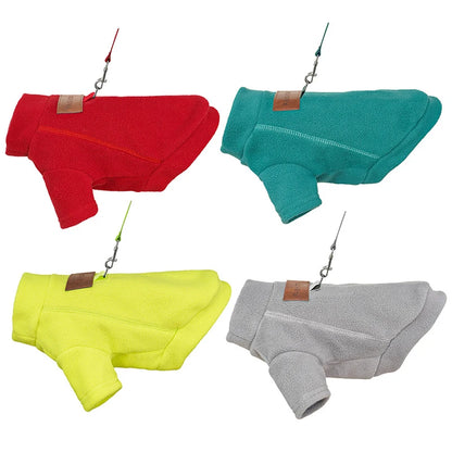 Wholesale 10 Colors Leisure Fashionable Comfortable Polyester Pet Fleece Jacket Sweater Cute Cat Clothes Harness Ring Big Dogs
