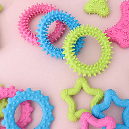 Hot Sale Eco-Friendly TPR Dog Chew Toys Set-Durable Teeth Cleaning Cartoon Molar Teething Rings Bone Star Shapes Puppies Daily