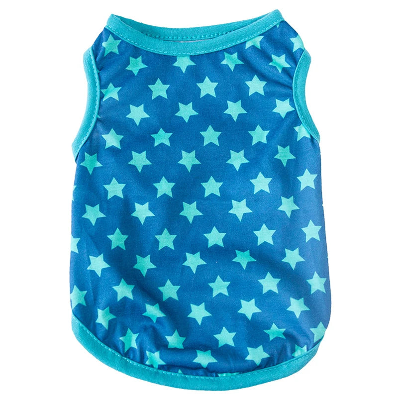 Classic Stars Plaid Leopard Print Pet Summer Tank Top Breathable Soft Cotton Pet Clothes for Cats and Dogs Sleeveless