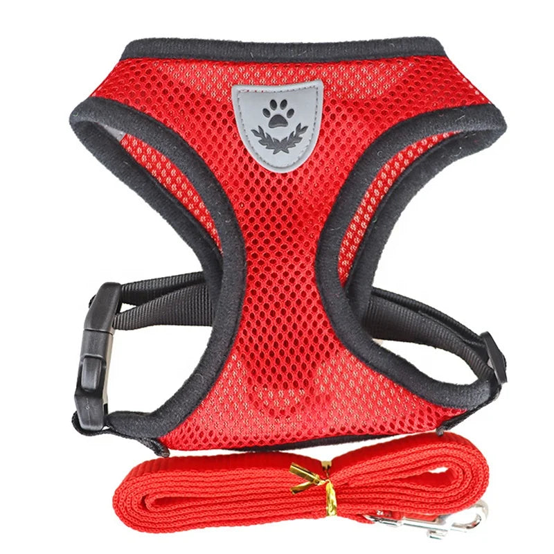 Factory Cheap Breathable Mesh Cloth Dog Lift Leash Harness Set Solid Pure Color Reflective Feature Fur Pet Vest Harnesses