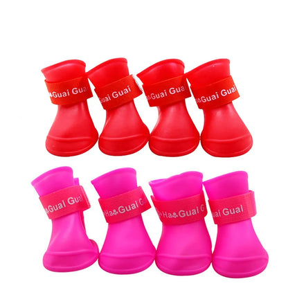 Pet Rain Boots for Dogs Eco-Friendly Cute Waterproof PVC Rubber Elastic Strap Non-Slip Sole Solid for Outdoor Walks 8 Colors All