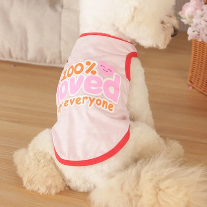 Funny Printing "100% Loved by Everyone" Dog Vest T-Shirts Ice Cream Color for Summer Winter Spring Camps Pet Cute Tank