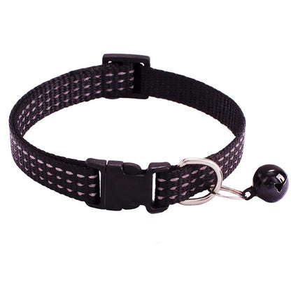 Adjustable Modern Airtag Pet Cat Collar Durable Nylon Belt Reflective Stripe Small Bell Solid Pattern Economically Priced for