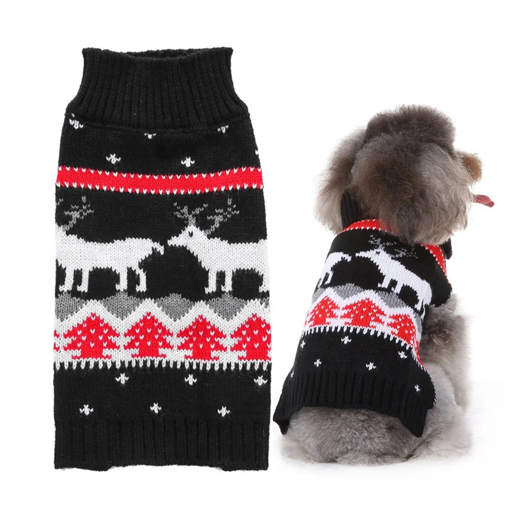 Classic Animal Reindeer Print Acrylic Dog Christmas Sweater Small to XXL in Shirt Style for Winter & Summer Use