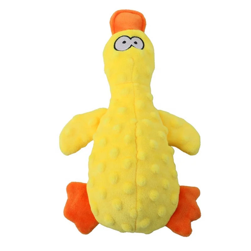 Durable Eco-Friendly Funny Squeaky Duck Dog Chew Toy with Crinkle Paper Inside Plush Bird