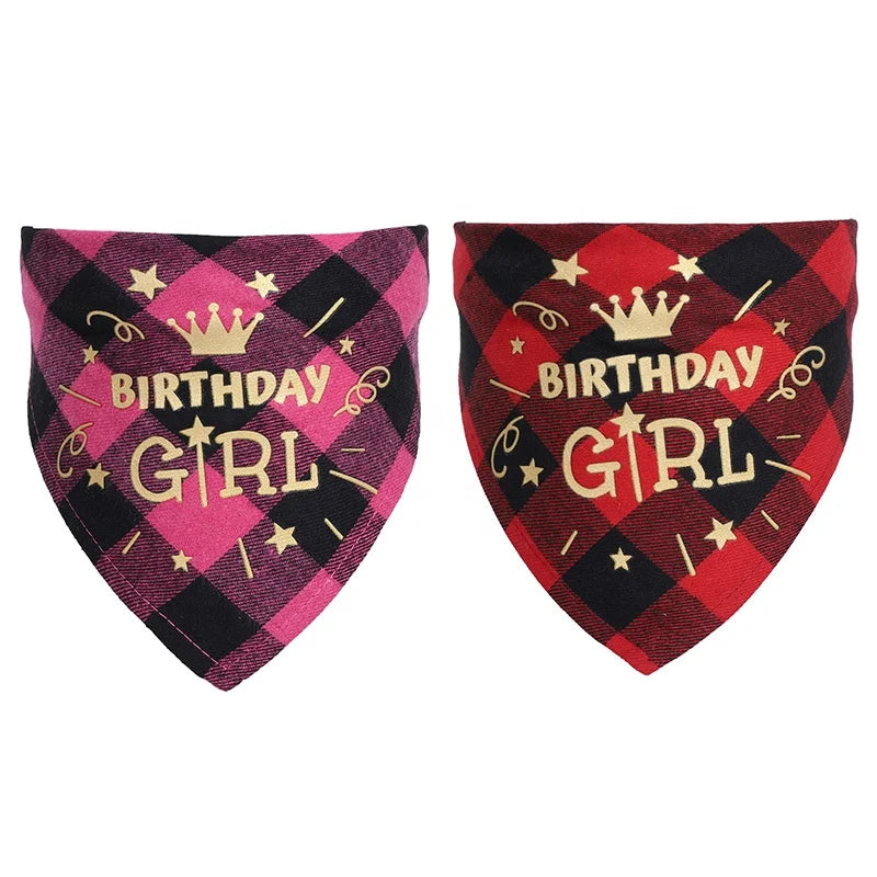 Custom Design Cotton Cat Scarf Dog Bandana Fashion Print Happy Birthday BOY GIRL Adjustable Triangle Spring Summer Winter