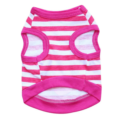 Cute Striped Love Heart Print Eco-Friendly Simple Soft Cotton Dog Vest for Small Dogs & Cats Summer Casual Pet Apparel