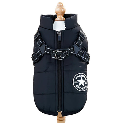 Thick Warm Winter Dog Coat Waterproof Quilted Polyester Jacket Leisure Sports Modern Nordic Design Outdoor Use Soft Fleece Lined