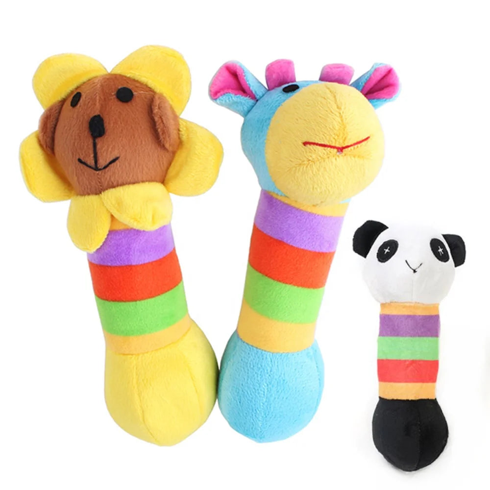 High Quality Lion Giraffe Stripe Squeaky Plush Dog Toys Eco-Friendly Cartoon Style Made of Cotton and Plastic