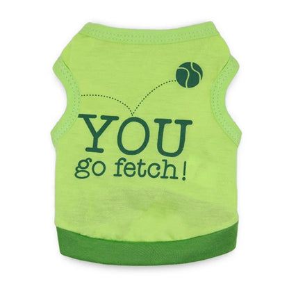 You Go Fetch Cotton Sport Jersey for Small Dogs XS and XL Sizes Print Pattern Summer Spring Apparel Accessory