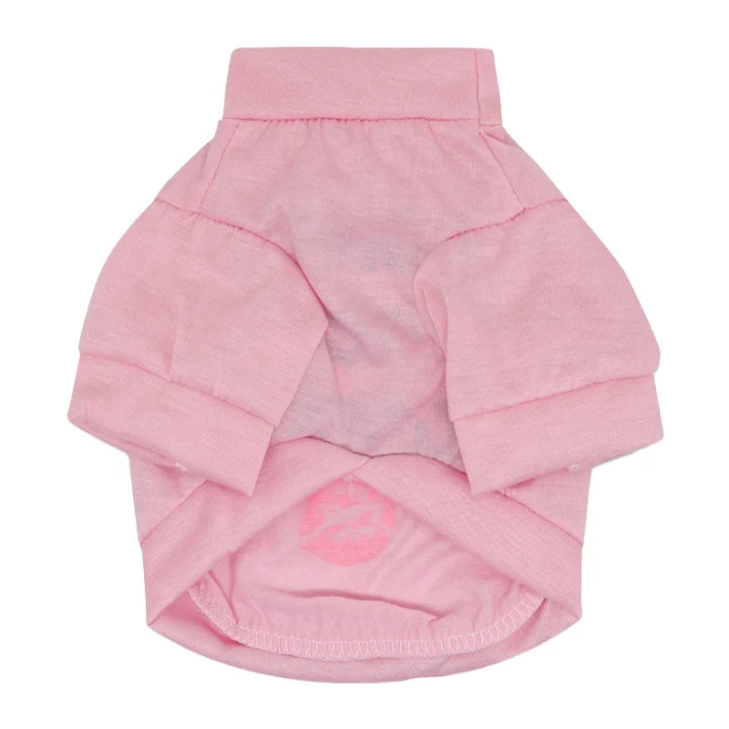 GorisPet Cute Summer Breathable Cotton Dog T-Shirts Lovely Pink Funny Words Print Spring Autumn Available XS XL Sizes