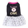 Cute Pink Polyester Princess Cut Small Dogs Wedding Dress with Animal Print XS S M L Sizes Spring Summer Coat