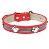 Modern Solid Reflective PU Dog Collar Paw Print Decor Durable Adjustable Pet Dogs Night Safety Design Reflective Strip