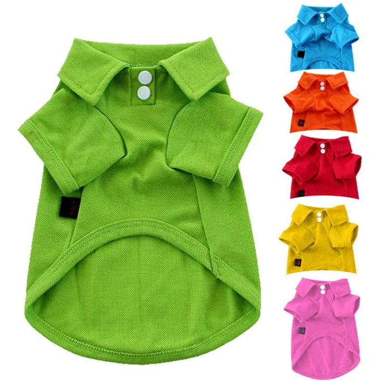 Soft Cotton Classic Solid Plain Dog Polo Shirt Coat for Pets Candy Colors Summer/Spring Seasons XS/XXL Sizes