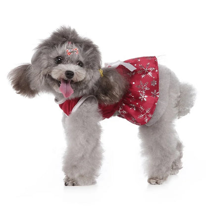 Valentine Dress for Dogs-Red 'Sweet Lil Valentine' Holiday Outfit Snowflake Print Polyester Cute Lightweight Dog Summer Spring